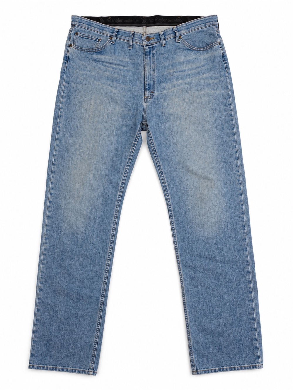 Wrangler Authentics Jeans Mens 44x29 Light Wash Relaxed Straight Stretch Denim